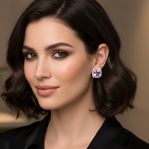 Diamond & Amethyst Gold Earrings