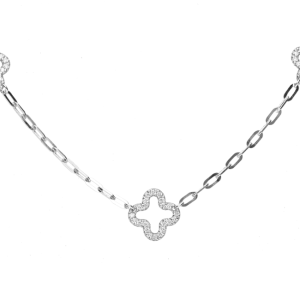White Gold And Diamond Clover Necklace (0.55ct)