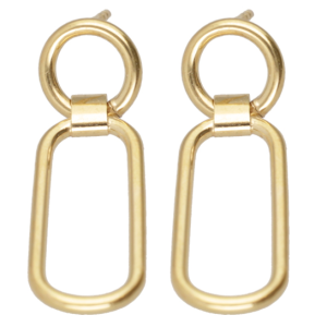 Gold Oval Drop Earrings