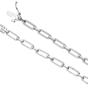 Diamond And White Gold Paperclip Bracelet (0.58ct)