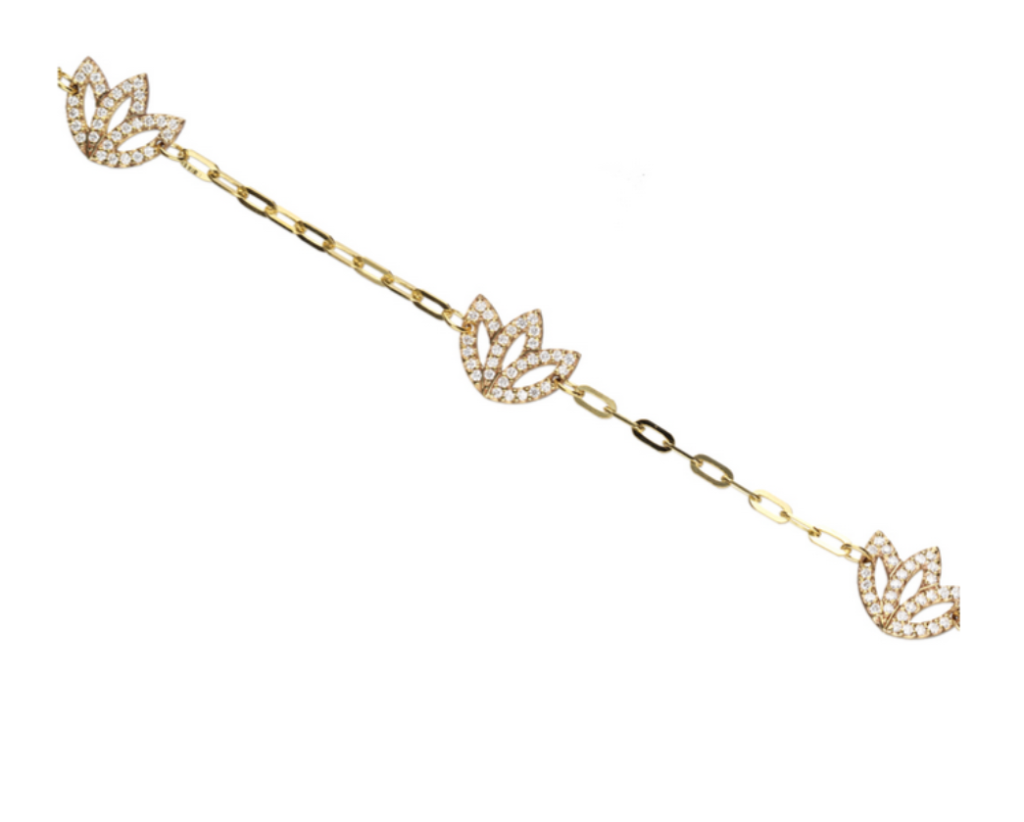 Yellow Gold And Diamond Flower Bracelet (0.45ct)