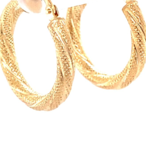Gold Twisted Mesh Hinge Hoop 